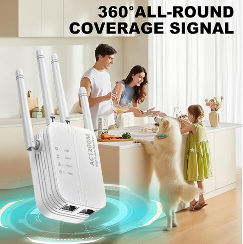 WiFi Extender Signal Booster Repeater, 300Mbps(6000Sq.Ft), 2.4GHz Only, One-Touch WPS Setup for Seamless, Home/Office Network Expansion‌ 2025 Release Premium White in Kuwait