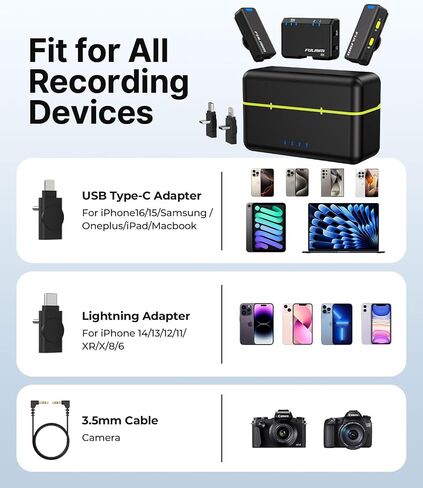 FULAIM X5 Wireless Lavalier Microphone System, Lavalier Lapel Mic with 18H Battery Life Charging Case for DSLR Cameras/iPhone/Android/Live Streaming in Saudi Arabia