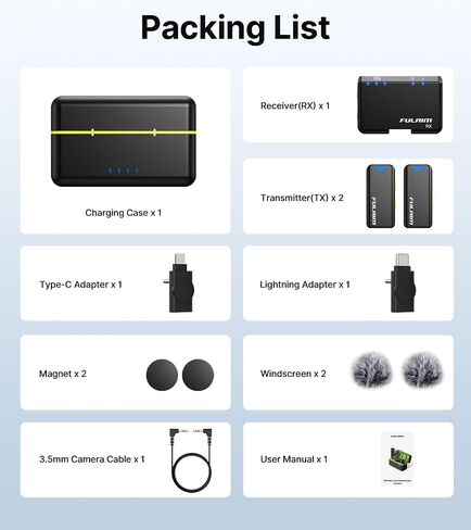 FULAIM X5 Wireless Lavalier Microphone System, Lavalier Lapel Mic with 18H Battery Life Charging Case for DSLR Cameras/iPhone/Android/Live Streaming in Saudi Arabia