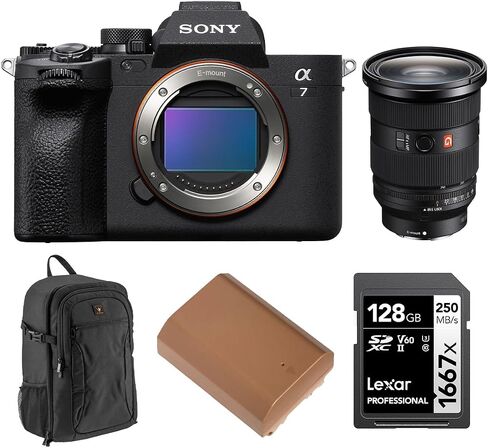 كاميرا Sony Alpha A7 IV غير المرآة مع عدسة Fe 24-70mm F/2.8 جم II ، حزمة مع بطاقة ذاكرة 128 جيجابايت ، وبطارية على الألب 200 و NP-FZ100 in Saudi Arabia
