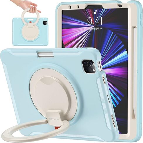 BATYUE Case for iPad Air 11-inch M3 (2025) / M2 (2024), iPad Air 5th/4th 10.9 inch(2022/2020), iPad Pro 11" 4th/3rd/2nd/1st, Shockproof Cover with 360° Rotating Stand, Pencil Holder, Frozen in Saudi Arabia