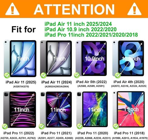 BATYUE Case for iPad Air 11-inch M3 (2025) / M2 (2024), iPad Air 5th/4th 10.9 inch(2022/2020), iPad Pro 11" 4th/3rd/2nd/1st, Shockproof Cover with 360° Rotating Stand, Pencil Holder, Frozen in Saudi Arabia
