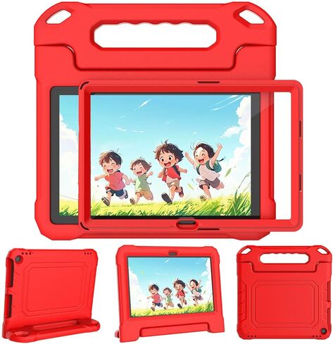 حالة أطفال لـ Amazon Fire 10 Pro/10 Plus/HD 10 Tablet (2023/2021 إصدار ، الجيل الثالث عشر/الحادي عشر) ، غطاء واقي متين للصدمات مع واقي الشاشة لـ Kindle Fire HD 10 Tablet ، Pink in Kuwait