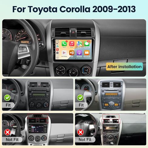 Radio Leadfan Car Radio Toyota Corolla 2009 2010 2011 2012 2013 استبدال ستيريو مع Carplay Android Auto ، شاشة تعمل باللمس 9 بوصة مع Bluetooth WiFi GPS SWC Camera Camera ترقية بانتالا in Kuwait