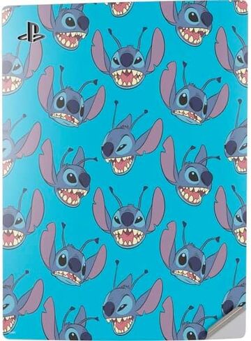 Skinit Decal Gaming Skin Compatible with PS5 Digital Edition Console - Officially Licensed Disney Lilo and Stitch Face Expression Pattern Design in Saudi Arabia