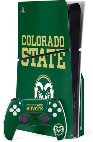 Skinit Decal Gaming Skin Compatible with PS5 Slim Disk Bundle - Officially Licensed Colorado State University CSU Design in Saudi Arabia