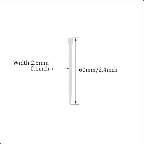 100Pcs Cable Zip Ties 60 x 2.5mm / 2.4 x 0.1 Inch Self-Locking Nylon Tie,18LBS Tensile Strength,Wraps Cord Management,Plastic Thin Mini Wire Ties for Office,Garden,Workshop,White/Clear 6 x 0.25cm in Kuwait