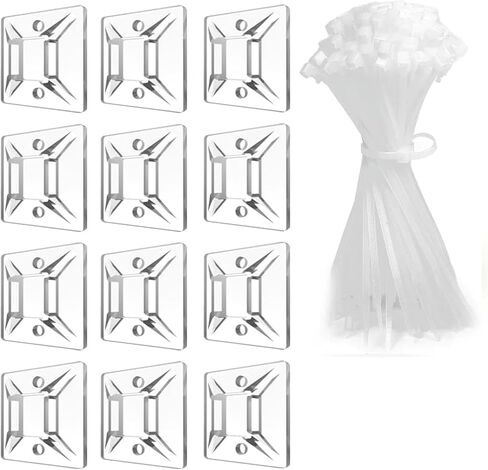 zip tie mounts （100PCS）,transparent adhesive wire clips19.5mm-19.5mm，100PCS 150mm adhesive zip cable tie mounts(white) in Saudi Arabia