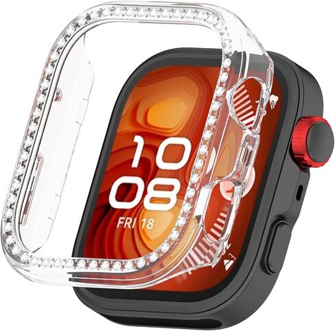 2 حزمة حزمة bling for Huawei Watch Fit 4 Pro Cover Hard PC Crystal Diamonds Rhinestone Pumper Shell shell ، بدون واقي الشاشة (Clear/Black) in Saudi Arabia