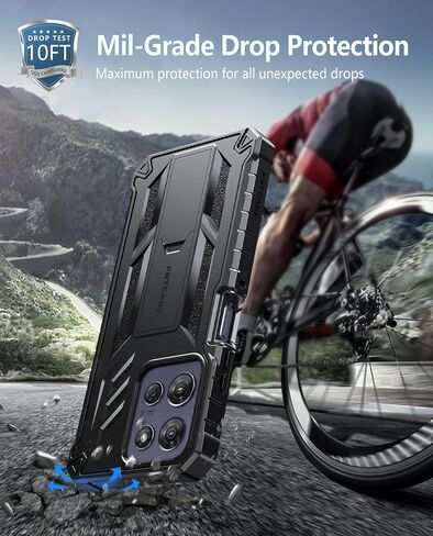 Fntcase لـ Motorola Moto G-5G-2025 Case: Grady Grade Drop Proof Protect Cover مع Kickstand | غير لامع مزخرف الوعرة TPU | حالة الهاتف الواقية القوية - أسود in Kuwait