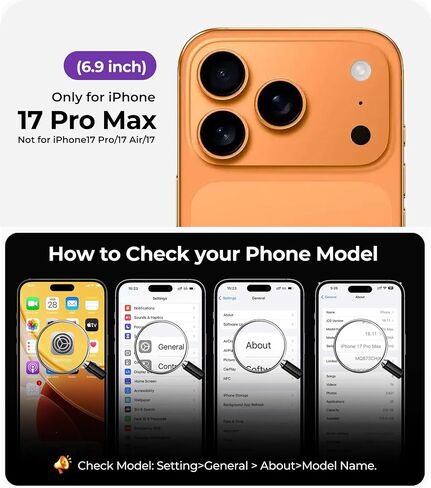 لحالة iPhone 17 Pro Max مع واقي شاشة 1x ، [متوافق مع Magsafe] [حماية الكاميرا المتكاملة] ، والنساء اللطيف النحيف النحيف من أجل iPhone 17 Pro Max ، Orange in Saudi Arabia