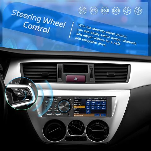 Single Din Car Stereo with Apple Carplay Android Auto, 4" Touch Screen Car Stereo with Bluetooth Handsfree, Car Radio Support Mirror Link FM USB TF USX EQ SWC Remote Control in Saudi Arabia