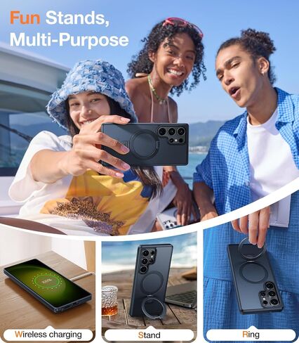 TORRAS for S25 Ultra Case, [4X Military Grade Drop Tested] [Build in Stand] [Fit for Magsafe] Shockproof Slim Protective for Samsung Galaxy S25 Ultra Case Clear in Saudi Arabia