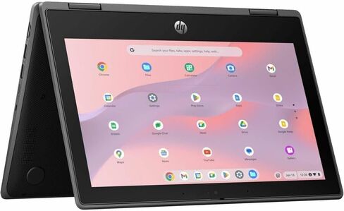 HP Fortis G5 11.6 "شاشة تعمل باللمس قابلة للتحويل 2 في 1 Chromebook - HD - Intel N -Series N100-8 GB - 64 GB Memory - English Keyboard - Jack Black in Saudi Arabia