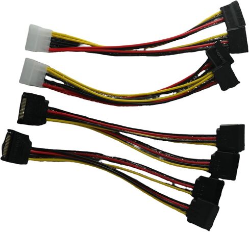 Koucyingee Pack of 4-2 x Sata y Clabitions + 2 x Ide 4pin male to sata 15 pin cable y chape power cable (4) in Kuwait