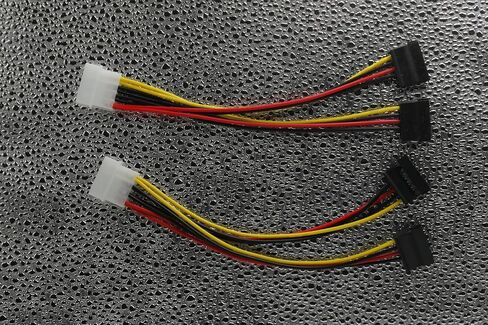 Koucyingee Pack of 4-2 x Sata y Clabitions + 2 x Ide 4pin male to sata 15 pin cable y chape power cable (4) in Kuwait