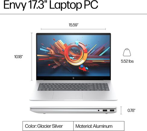 HP Envy 17.3 "كمبيوتر محمول متميز-ث/إكسسوارات و 1 تليبل SSD المحمولة ، Intel 16-Core U7-155H ، Wi-Fi 7 ، FHD Touchcreen Display ، Copilot AI ، لوحة المفاتيح الخلفية ، Win 11 Pro (64GB DDR5 ، 4TB SSD) in Kuwait