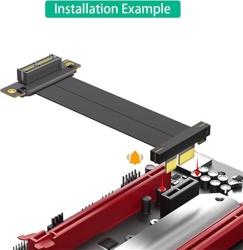 Durability PCIe Extension Cable, 10cm Length with Double Right Angles Connectors Stable Signals Connection in Saudi Arabia