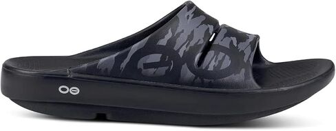 OOFOS OOahh Slide, Sport Flex Black/White - Men’s Size 4, Women’s Size 6 - Lightweight Recovery Footwear - Reduces Stress on Feet, Joints & Back - Machine Washable in Saudi Arabia