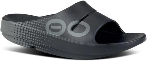 OOFOS OOahh Slide, Sport Flex Black/White - Men’s Size 4, Women’s Size 6 - Lightweight Recovery Footwear - Reduces Stress on Feet, Joints & Back - Machine Washable in Saudi Arabia