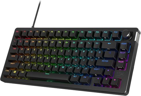 RISE Hyperx Alloy 75-لوحة مفاتيح ألعاب ميكانيكية 75 ٪ قابلة للتبديل ، جهاز كمبيوتر ، مستشعر ضوء محيط ، مفاتيح محمية ، مفاتيح خطية (متجددة) in Kuwait
