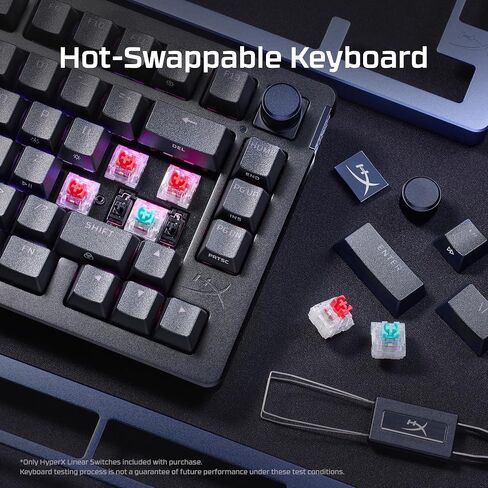 RISE Hyperx Alloy 75-لوحة مفاتيح ألعاب ميكانيكية 75 ٪ قابلة للتبديل ، جهاز كمبيوتر ، مستشعر ضوء محيط ، مفاتيح محمية ، مفاتيح خطية (متجددة) in Kuwait