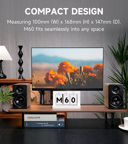 Edifier M60 Multimedia Speaker Bluetooth 5.3 ، 66W RMS ، Audio Audio & Hi-Res Wireless Audio ، LDAC ، 3 "Mid Bass و 1" مكبر الصوت ، مدخلات USB-C & AUX ، مكبر الصوت المكثف-البلوط الكلاسيكي (متجدد) in Saudi Arabia