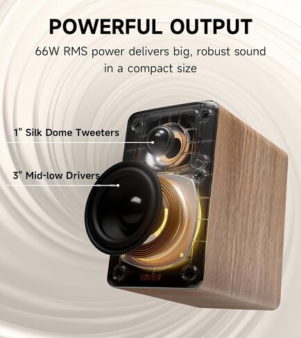 Edifier M60 Multimedia Speaker Bluetooth 5.3 ، 66W RMS ، Audio Audio & Hi-Res Wireless Audio ، LDAC ، 3 "Mid Bass و 1" مكبر الصوت ، مدخلات USB-C & AUX ، مكبر الصوت المكثف-البلوط الكلاسيكي (متجدد) in Saudi Arabia