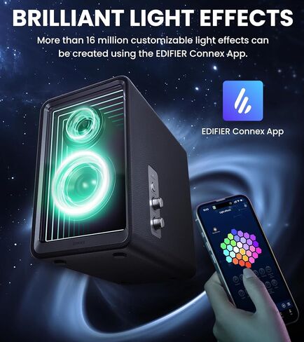 Edifier QR65 Desktop Active Monitor with 2.75" Long-Throw Aluminum Diaphragm mid-Low Drivers, Hi-Res Audio, Brilliant Light Effects, 70W Output Power Bluetooth Speakers with Stands - Black (Renewed) in Saudi Arabia