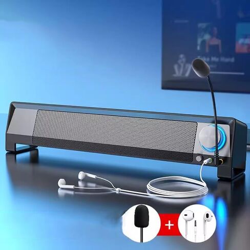 Computer Audio, Desktop, Home Laptop, Small with Microphone, Wired Strip Type in Saudi Arabia