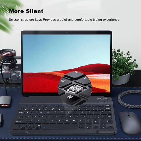 لوحة مفاتيح Bluetooth و Mouse Combo for iPad ، لوحة مفاتيح لاسلكية 10 بوصات ، لوحة مفاتيح قابلة لإعادة الشحن المحمولة ذات 10 بوصات ، iPhone15/14/13 Pro in Kuwait