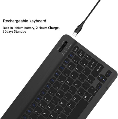 لوحة مفاتيح Bluetooth و Mouse Combo for iPad ، لوحة مفاتيح لاسلكية 10 بوصات ، لوحة مفاتيح قابلة لإعادة الشحن المحمولة ذات 10 بوصات ، iPhone15/14/13 Pro in Kuwait