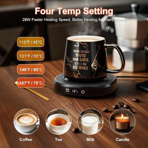 Bsigo Smart Coffee Mug Warmer & Cute Cat Mug Set, Beverage Cup Warmer for Desk Home Office, Candle Warmer Plate for Milk Tea Water with Two Temperature Setting(Up to 140℉/ 60℃), 8 Hour Auto Shut Off in Kuwait