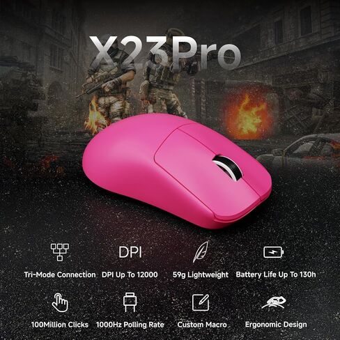 EWEADN X23 Pro Gaming Mouse, Tri-Mode 2.4G/USB-C/BT 5.4 Wireless Mouse, PAW3311 Sensor, 12000 DPI, 59g Lightweight, 1ms Response, Anti-Slip Grip Tape Included Computer Mouse for Laptop/PC/Mac-White in Kuwait
