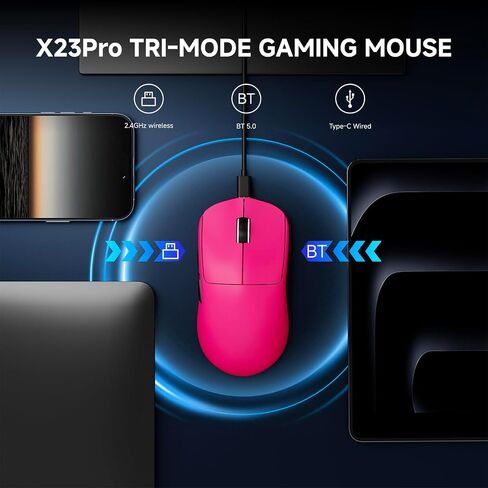 EWEADN X23 Pro Gaming Mouse, Tri-Mode 2.4G/USB-C/BT 5.4 Wireless Mouse, PAW3311 Sensor, 12000 DPI, 59g Lightweight, 1ms Response, Anti-Slip Grip Tape Included Computer Mouse for Laptop/PC/Mac-White in Kuwait