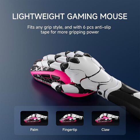 EWEADN X23 Pro Gaming Mouse, Tri-Mode 2.4G/USB-C/BT 5.4 Wireless Mouse, PAW3311 Sensor, 12000 DPI, 59g Lightweight, 1ms Response, Anti-Slip Grip Tape Included Computer Mouse for Laptop/PC/Mac-White in Kuwait