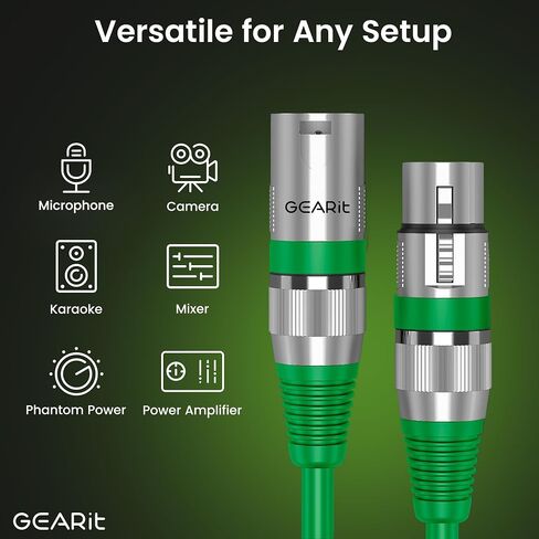 GEARit DMX Cable 50FT 2-Pack 3-Pin Male to Female for DJs and Event Techs | 110 Ohm Shielded Lighting Control Cables for Moving Heads PAR Lights Controllers Weddings Events Venues and Production Crews in Kuwait