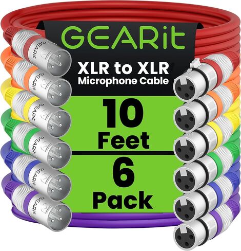 GEARit DMX Cable 50FT 2-Pack 3-Pin Male to Female for DJs and Event Techs | 110 Ohm Shielded Lighting Control Cables for Moving Heads PAR Lights Controllers Weddings Events Venues and Production Crews in Kuwait
