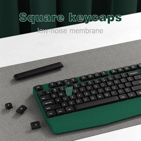 Wireless Keyboard and Mouse Combo, Ergonomic Keyboard with Wrist Rest and Wireless Mouse, 2.4Ghz Wireless Connection, Compatible with PC/Laptop/Windows/Mac for Home and Office Use (Black Green) in Kuwait