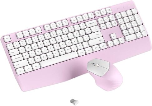 Wireless Keyboard and Mouse Combo, Ergonomic Keyboard with Wrist Rest and Wireless Mouse, 2.4Ghz Wireless Connection, Compatible with PC/Laptop/Windows/Mac for Home and Office Use (Black Green) in Kuwait