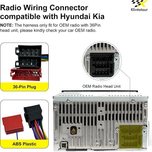 Radio Wiring Harness with Antenna Adapter Compatible with Hyundai 2009-2015/Kia 2009-2019, Stereo Installation Wire Harness Kit Aftermarket Stereo CD Player Receiver Wire Cable Adapter in Kuwait