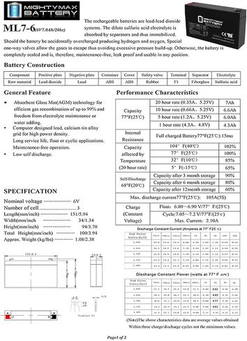 Mighty Max Battery 6V 7Ah SLA Replacement Battery for CyberPower UR500RM1U - 2 Pack in Kuwait