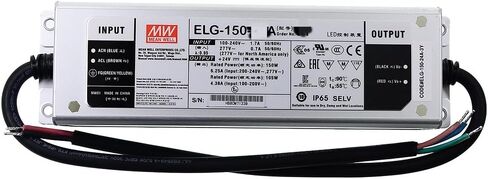 Mean Well ELG 150W 43-86V 1750mA LED Driver，3 Wire Input ELG-150-C1750B-3Y Switching Power Supply Converter Transformer with IP67, PFC Function, 3 in 1 Dimming, Metal Case in Kuwait