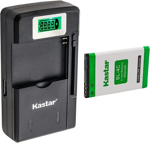 Kastar 1-Pack BL-4C Battery and Smart LCD Charger Presactive for Nokia 6088 6100 6101 6102 6102i 6103 6103B 6125 6126 6130 6131 6133 6136 6170 6230i 6300 6300i 6301 6301B 7200 7200 7200 in Kuwait