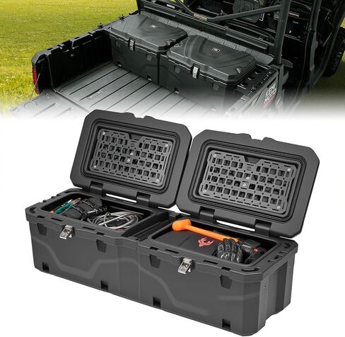 KEMIMOTO UTV Bed Box, Upgraded 110L Lockable Weatherproof Storage Box 29 US Gal Dual Lid, Compatible with 2016-2025 Can-Am Defender & Defender Max, OEM 715003028 Replacement in Saudi Arabia