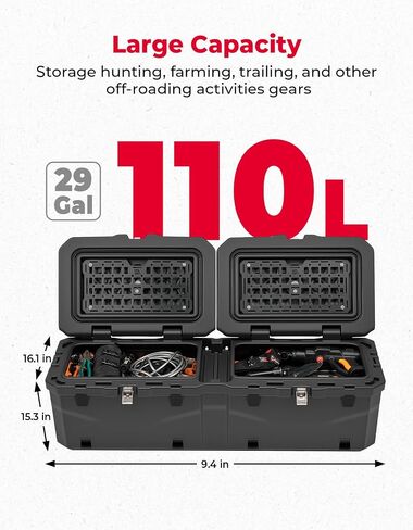 KEMIMOTO UTV Bed Box, Upgraded 110L Lockable Weatherproof Storage Box 29 US Gal Dual Lid, Compatible with 2016-2025 Can-Am Defender & Defender Max, OEM 715003028 Replacement in Saudi Arabia