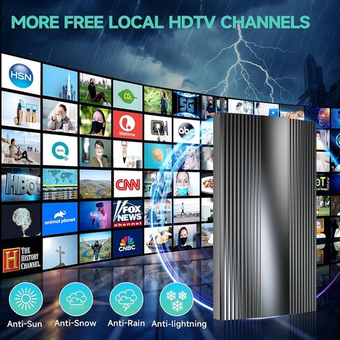 2025 Upgraded TV Antenna Indoor Up to 2200+ Miles Range, Digital Antenna for Smart Tv Indoor/Outdoor Local Channels, Strongest Hdtv Antenna for 8K 4k 1080p - Amplifier Signal Booster & 38ft Coax Cable in Kuwait