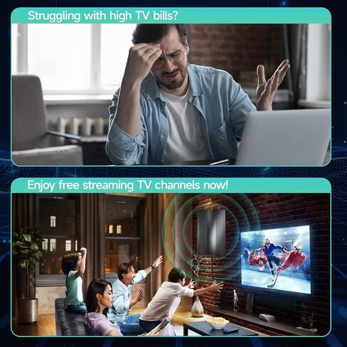 2025 Upgraded TV Antenna Indoor Up to 2200+ Miles Range, Digital Antenna for Smart Tv Indoor/Outdoor Local Channels, Strongest Hdtv Antenna for 8K 4k 1080p - Amplifier Signal Booster & 38ft Coax Cable in Kuwait