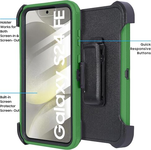متوافق مع Samsung Galaxy S25 2025 ، بنيت في واقي الشاشة ، حزام مقطع الحافظة Defender Defender Case Dustproof Protection (Deer) in Saudi Arabia