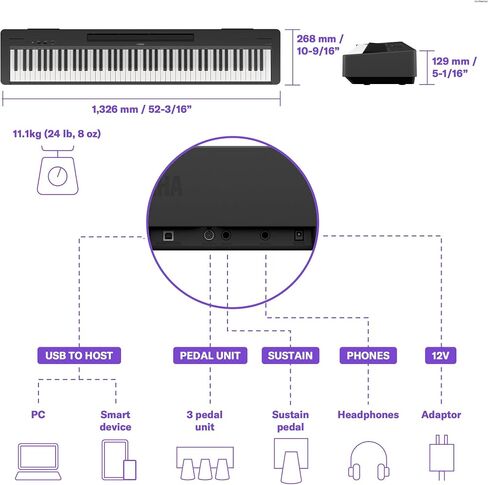 Yamaha P525 Digital Piano with 88 Weighted Wooden Keys, Black (P525B) in Kuwait